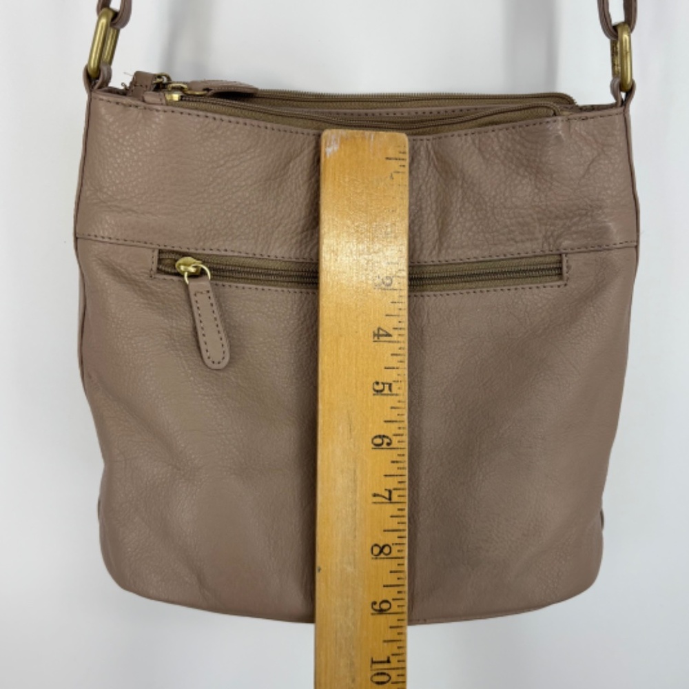 Great American Leatherworks Shoulder Crossbody Bag Taupe Leather Gold Hardware - Picture 11 of 13